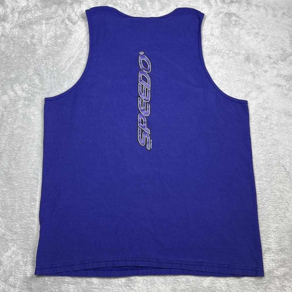Vintage Speedo Tank Top Men XL Purple Textured Spellout Beach Pool 90s